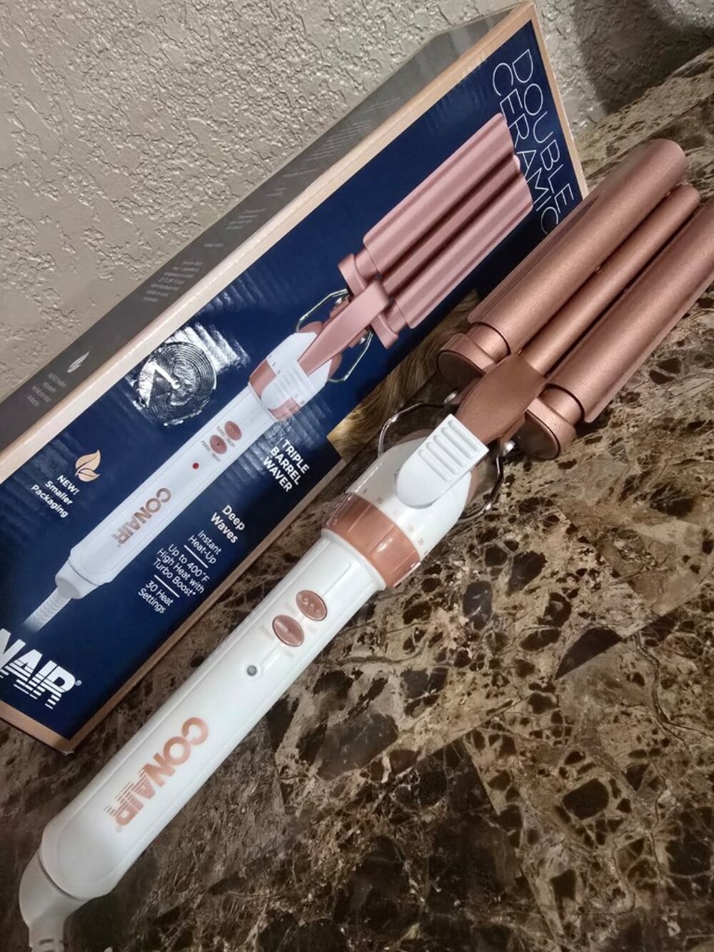 NEW Conair Double Ceramic Triple Barrel Waver Rose Gold Open Box - Picture 6 of 13